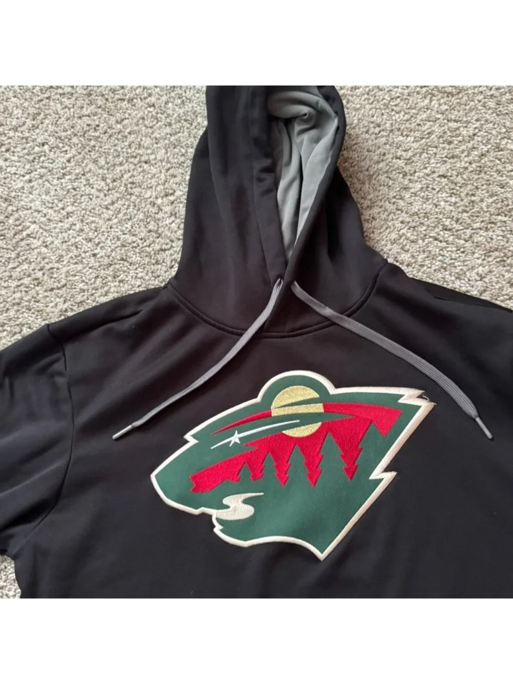 Minnesota Wild NHL Hoodie Adidas Climawarm Men's M Pullover Sweatshirt Black